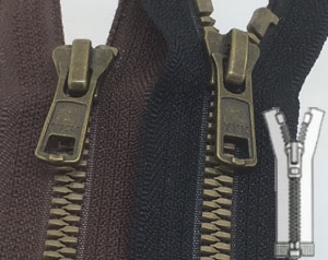 Zip 6 Metaluxe© Bronze open-end (Standard - 60cm - Grey)
