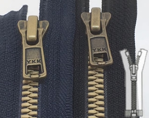 Zip 6 Metaluxe© Golden open-end (Standard - 60cm - Black)