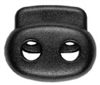 Double cord stopper (6mm - Black - Plastic)