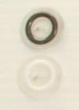 Bouton 2 trous (Plastique - Transparent cerclé blanc - 14 mm)