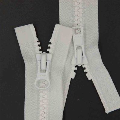 Zip 6 injecté séparable (Double curseur poire - 45 cm - Blanc)