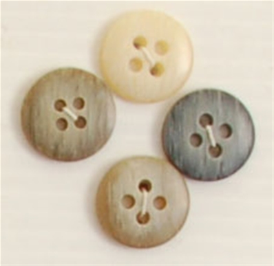 Bouton 4 trous (Plastique - 15 mm - Gris clair)