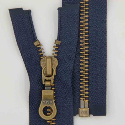 Zip 5 laiton bronze séparable (Poire - 40 cm - Marine)